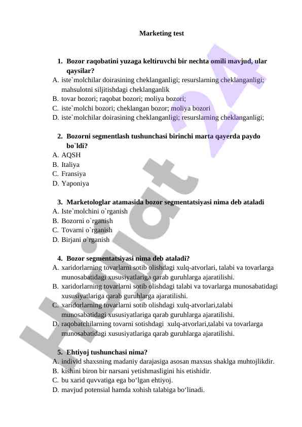 Bozor raqobatini ta'sir etuvchi omillar