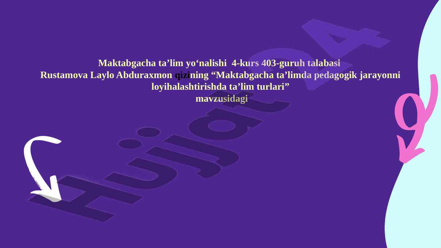 Maktabgacha ta’limda pedagogik jarayon loyihalashtirish