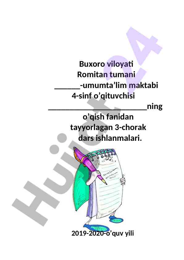 4-sinf o’qish fanidan dars ishlanmalari