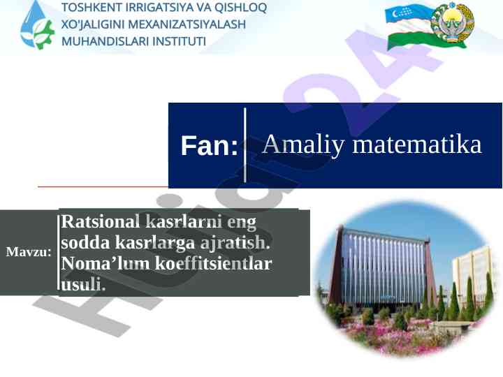 Ratsional kasrlarni eng sodda kasrlarga ajratish