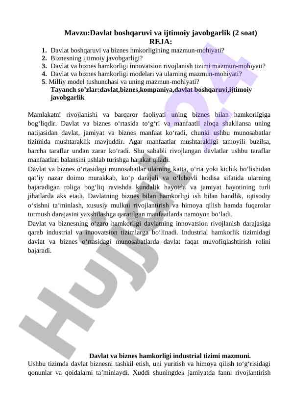 Davlat boshqaruvi va ijtimoiy javobgarlik tahlili