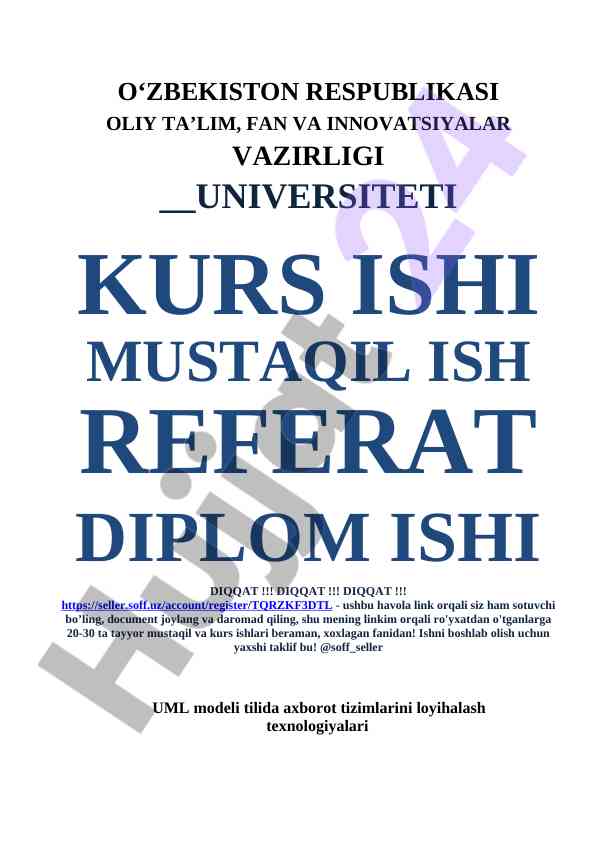 Uml modeli tilida axborot tizimlari loyihalash
