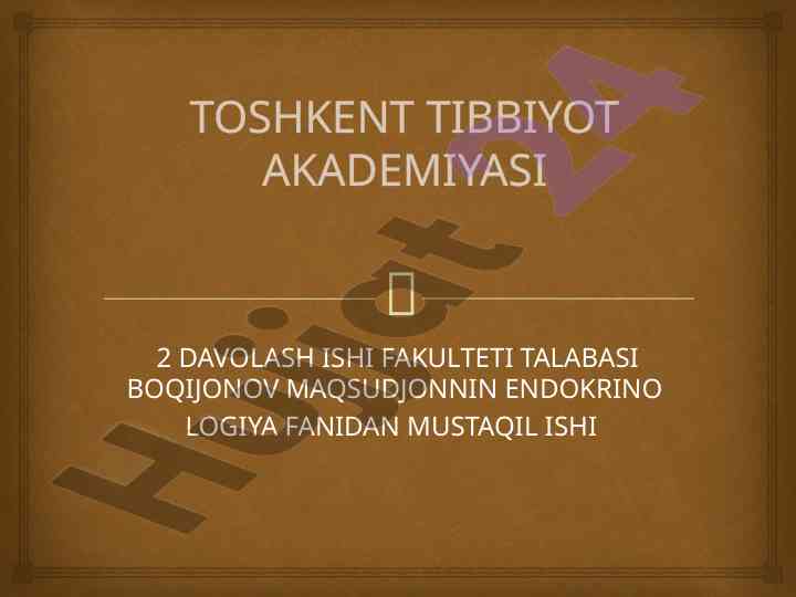 Bo'sh turk egari sindromi haqida mustaqil ish
