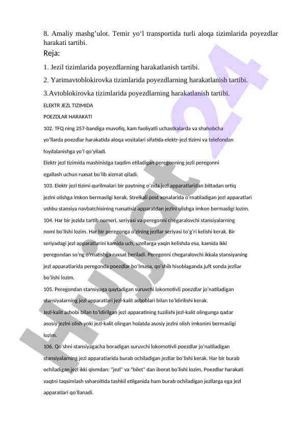 Temir yo‘l transportida aloqa tizimlari