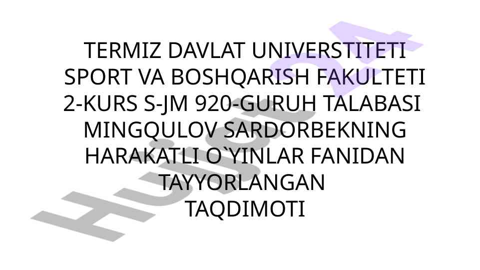 Taqdimot harakatli o'yinlar fanidan