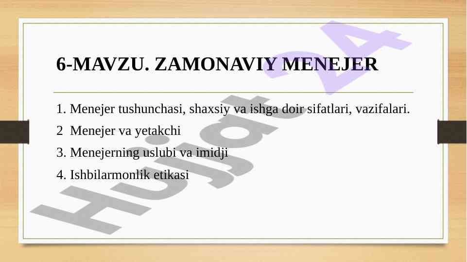 Zamonaviy menejer tushunchasi va vazifalari