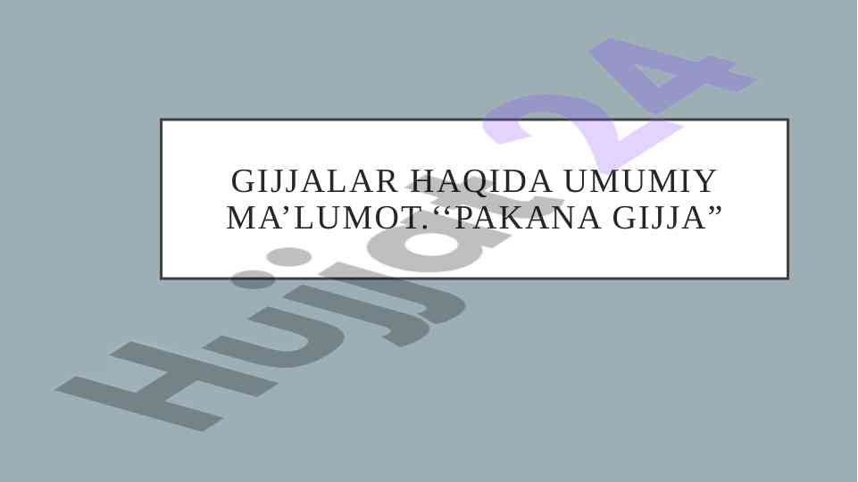Gijjalar haqida umumiy ma’lumotlar va ularning turlari Pakana gijja