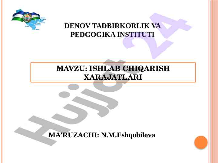 Ishlab chiqirish xarajatlari tushunchasi va turlari