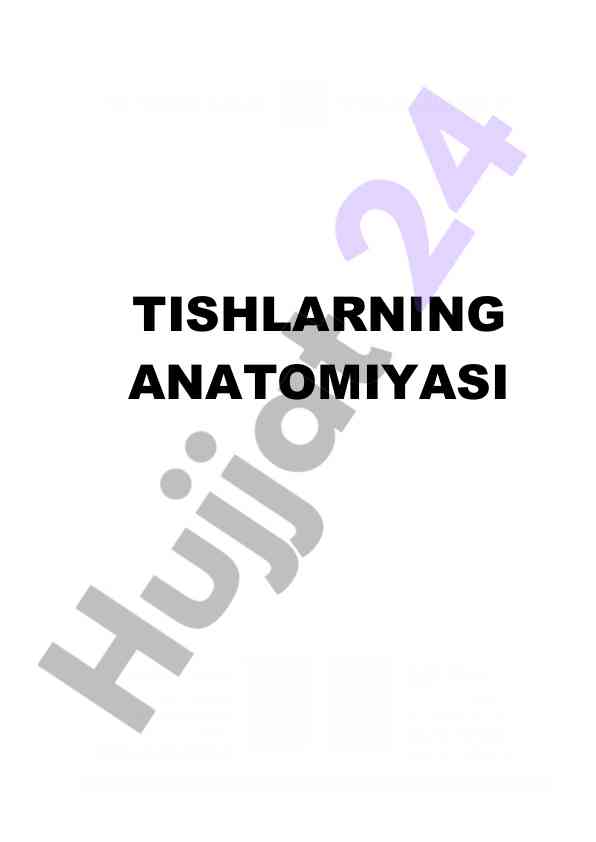 Tishlarning anatomiyasi va tish texniklari