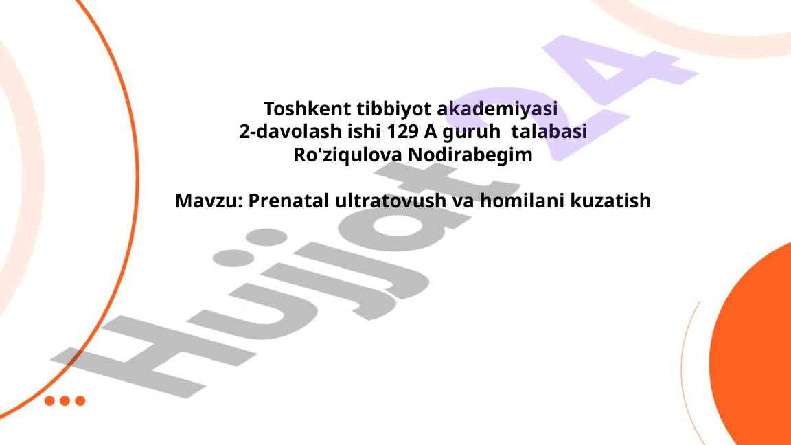 Prenatal Ultratovush Va Homilani Kuzatish