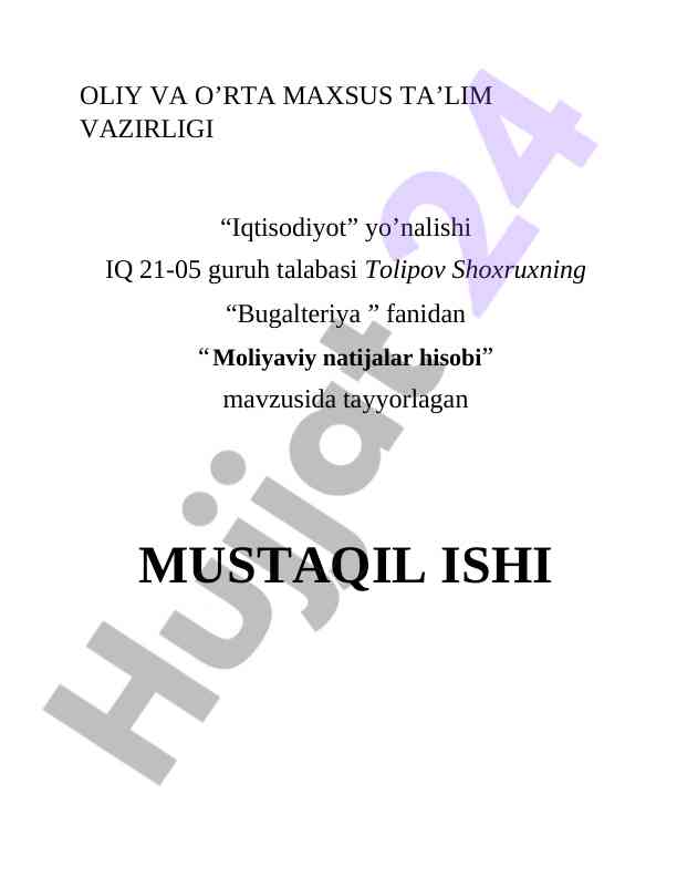 Moliyaviy natijalar hisobi tahlili