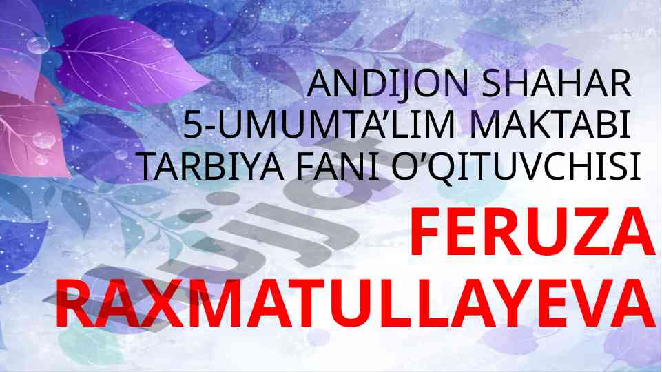 Inson odobi bilan go'zallik o'qituvchilar uchun