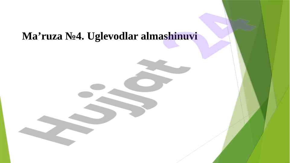 Uglevodlar almashinuvi va ahamiyati