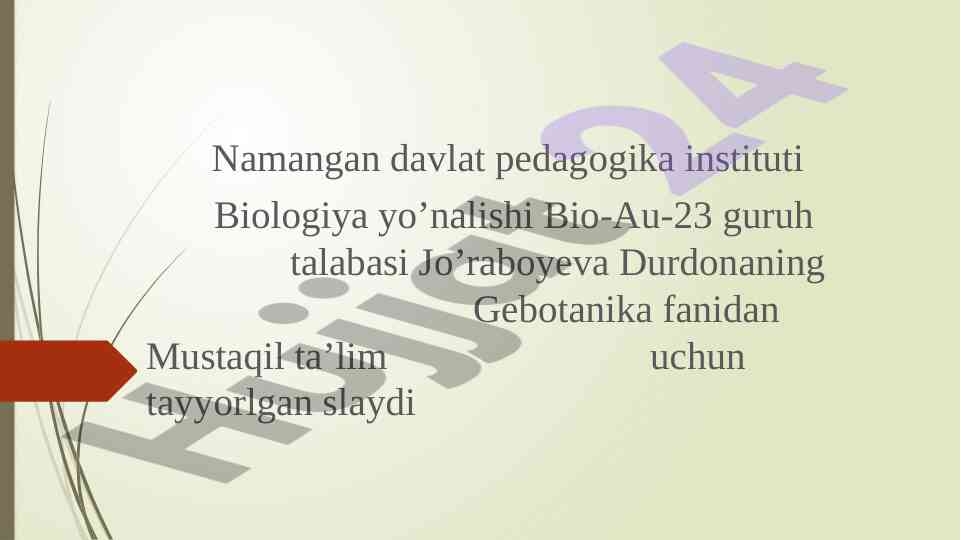 Gebotanika fanidan mustaqil ta’lim slaydi
