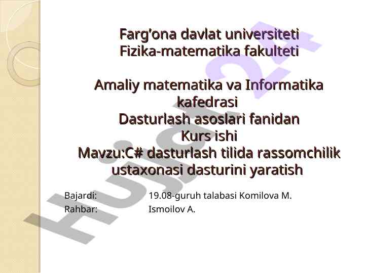 C# dasturlash tilida rassomchilik ustaxonasi dasturi