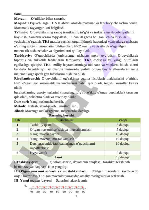 Onliklar bilan sanash ta'lim ishlanmalari