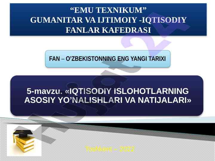O’zbekiston bozor munosabatlari shakllanishi