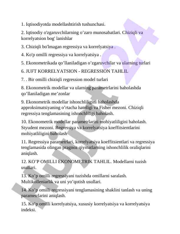 Iqtisodiyotda modellashtirish tushunchasi va tahlil
