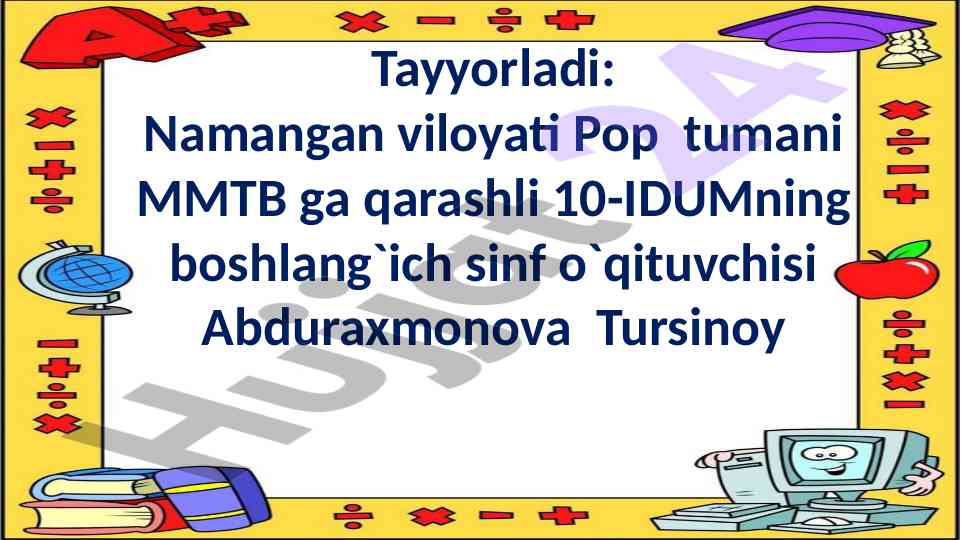 Takrorlash mavzusi bo'yicha dars ishlanmasi