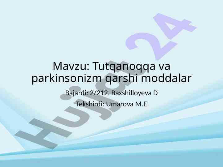 Tutqanoqqa va parkinsonizm qarshi moddalar