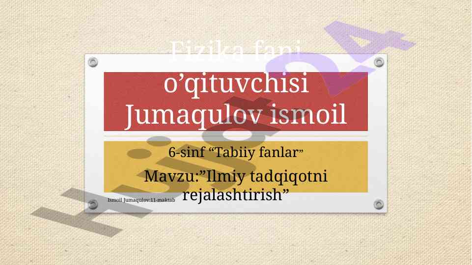 Ilmiy tadqiqotni rejalashtirish jarayoni