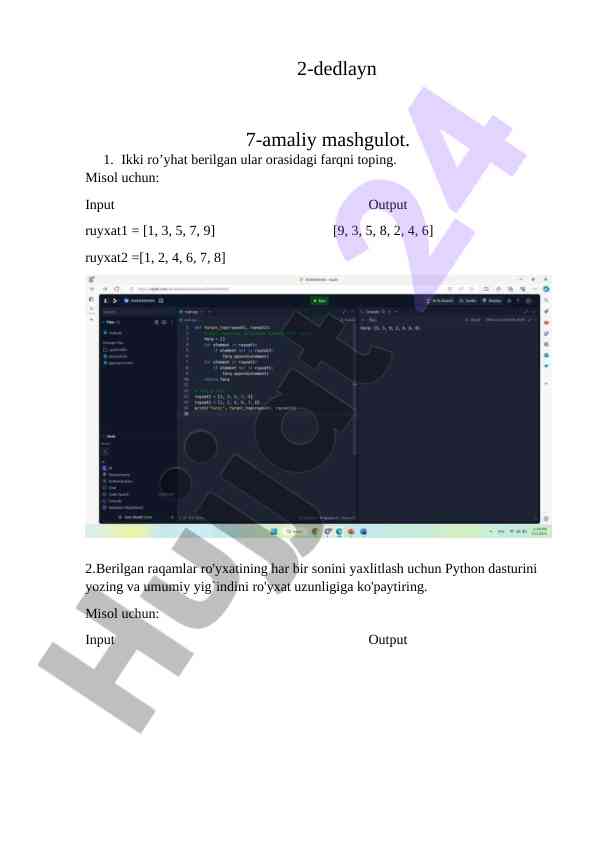 Python dasturlash amaliy mashg'ulotlari