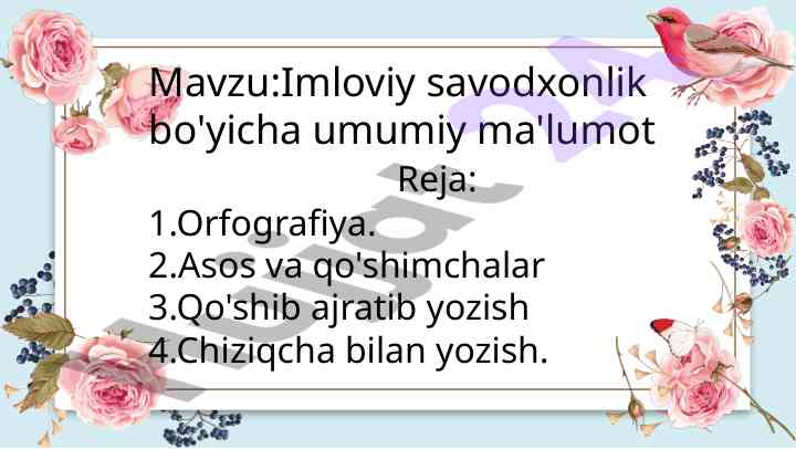 Imloviy savodxonlik bo'yicha umumiy ma'lumot