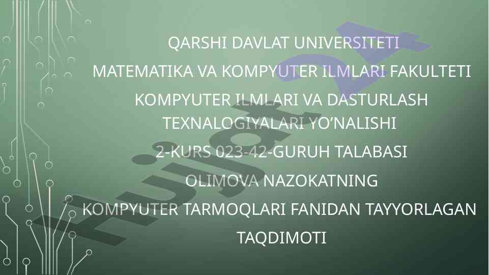 Kompyuter tarmoqlari protokollari taqdimoti