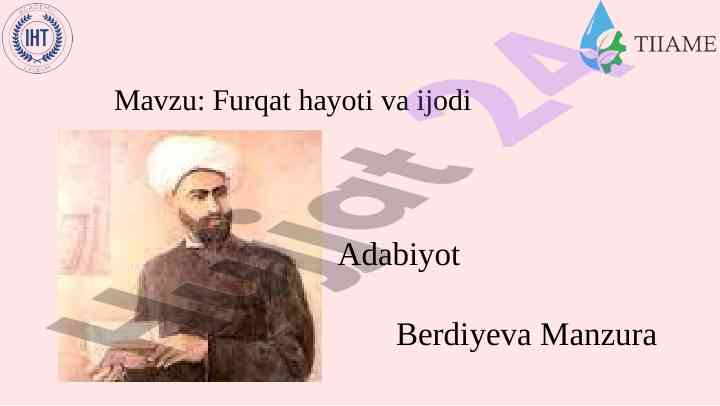 Furqat hayoti va ijodi mavzusidagi tadqiqot