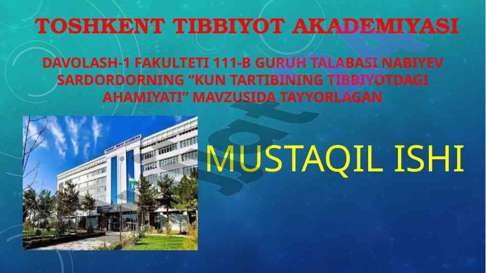 Kun tartibining tibbiyotdagi ahamiyati