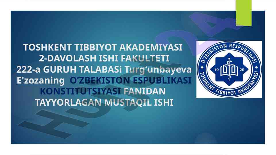 Konstitutsiyada davlat hokimiyati va boshqaruvi tizimi