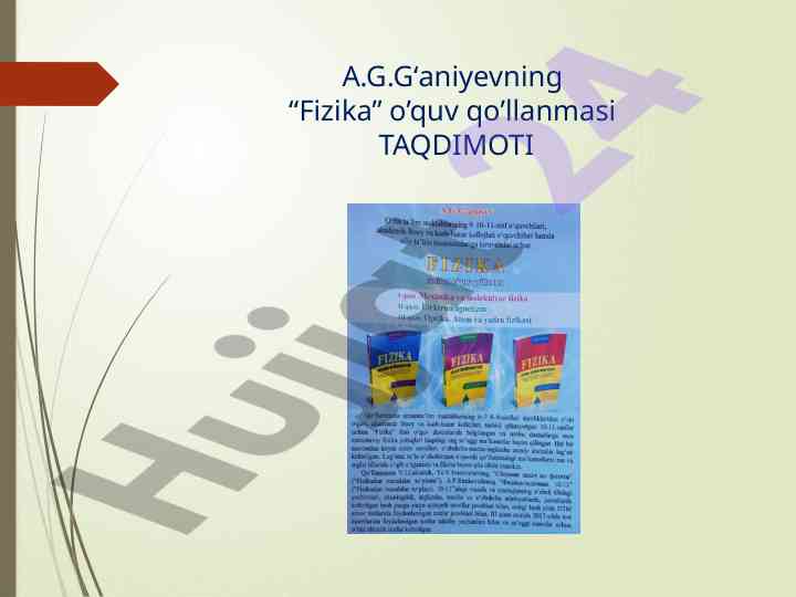 Fizika fanini o'qish maqsadlari va o'qitish holati