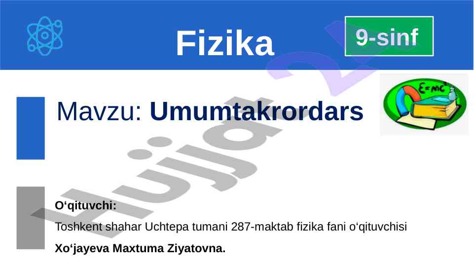 Fizika masalalari va termodinamikaga doir topshiriqlar