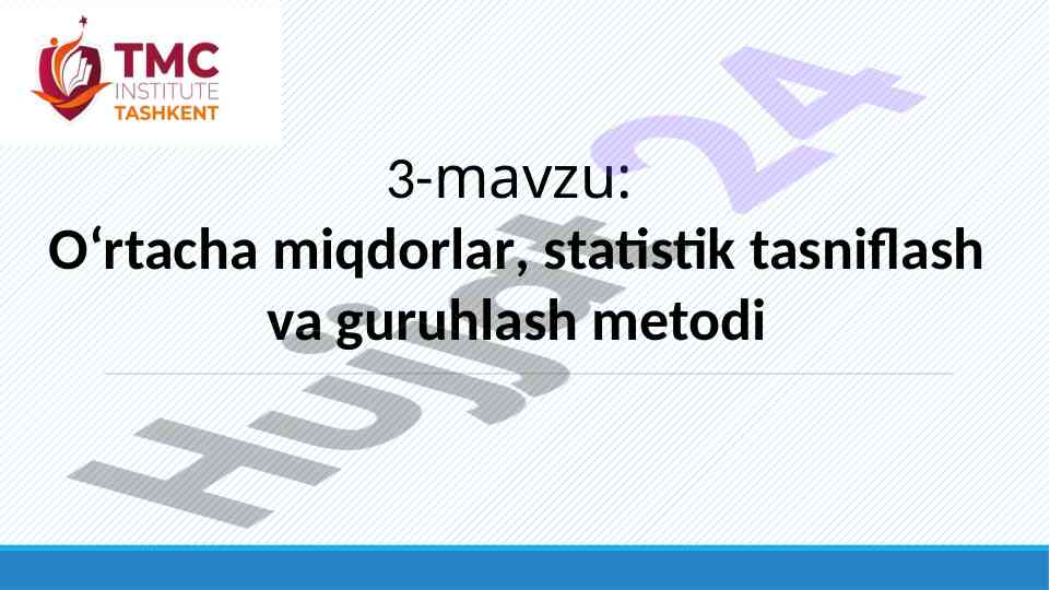 O‘rtacha miqdorlar va statistik tasniflash metodi