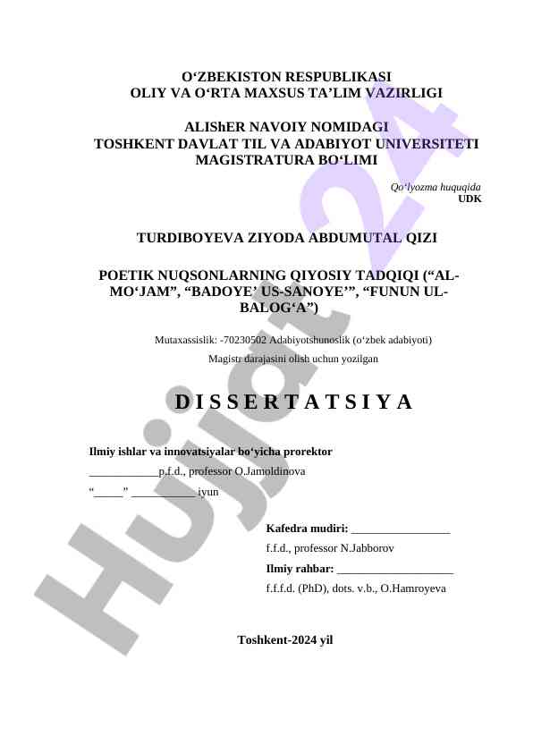 Alisher navoyi klasikasi asosida qiyosiy tahlil