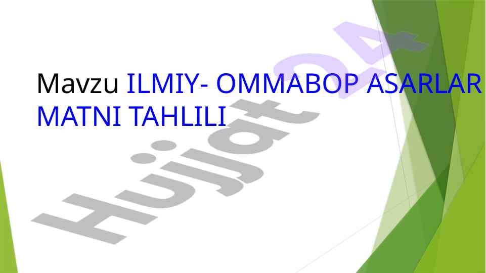 Ilmiy-ommabop asarlar matni tahlili