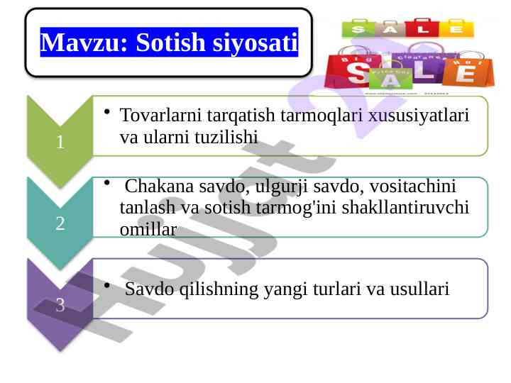 Ulgurji savdo bazasi tashkil etish jarayoni