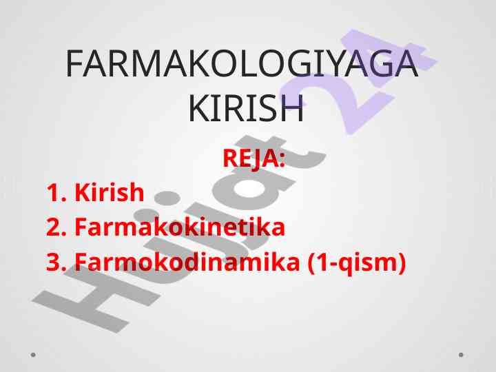 Farmakologiya asoslari va tavsiflari