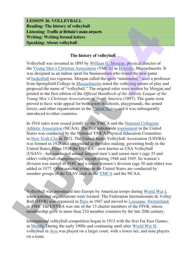 The history of volleyball and its development