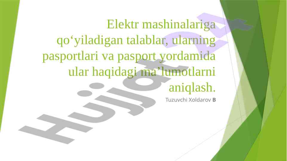 Elektr mashinalari talablari va transformatorlar