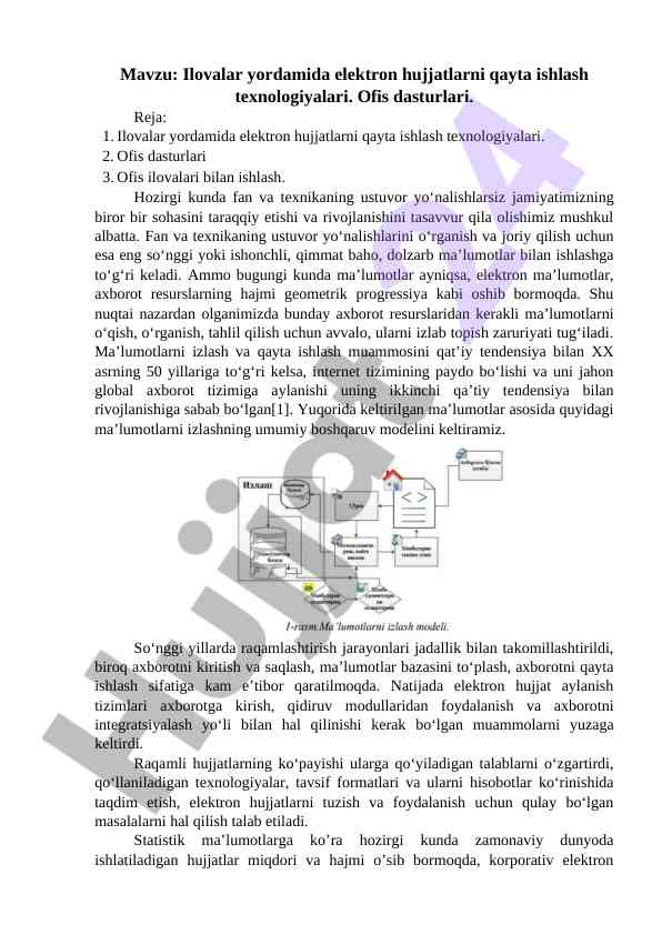 Ilovalar yordamida elektron hujjatlarni qayta ishlash
