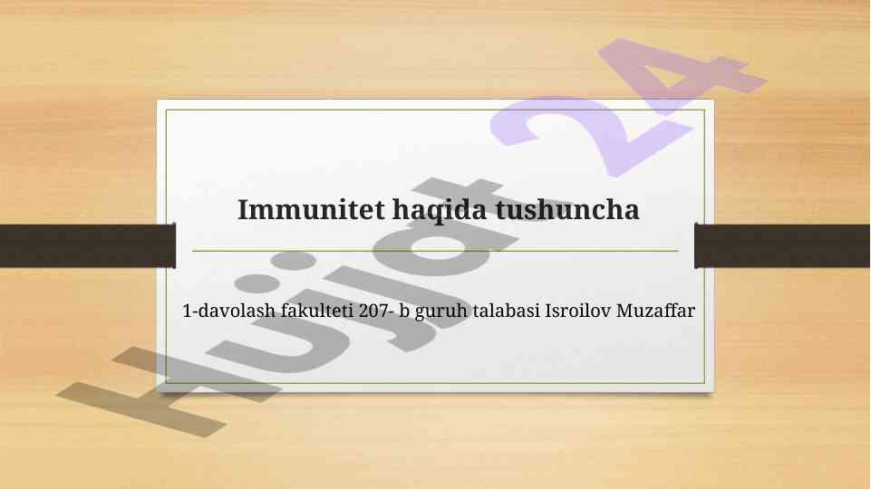 Immunitet haqida tushuncha va tizimning roli