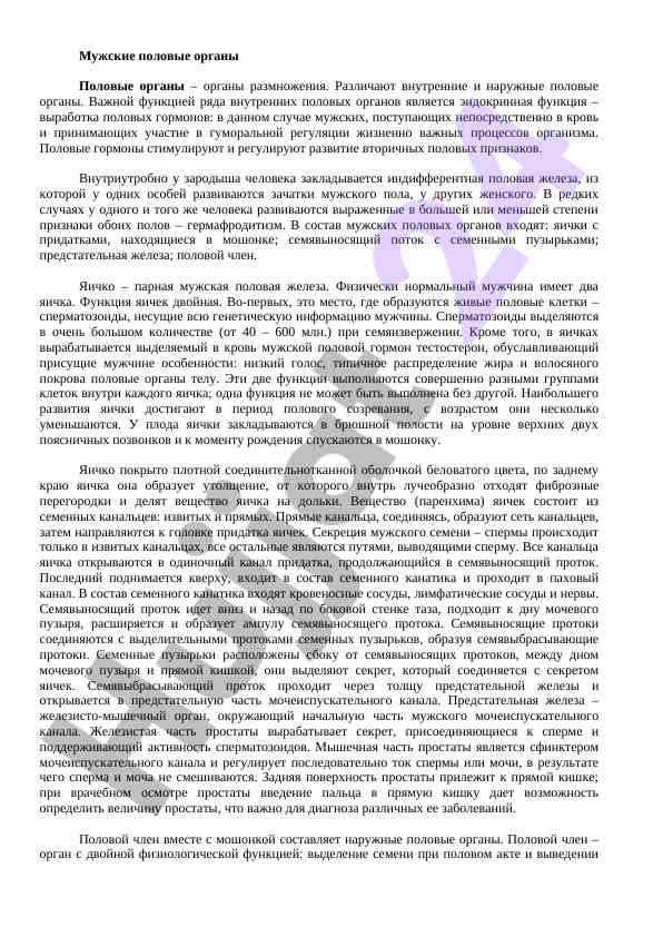 Muzhskiye polovye organy i ikh funktsii