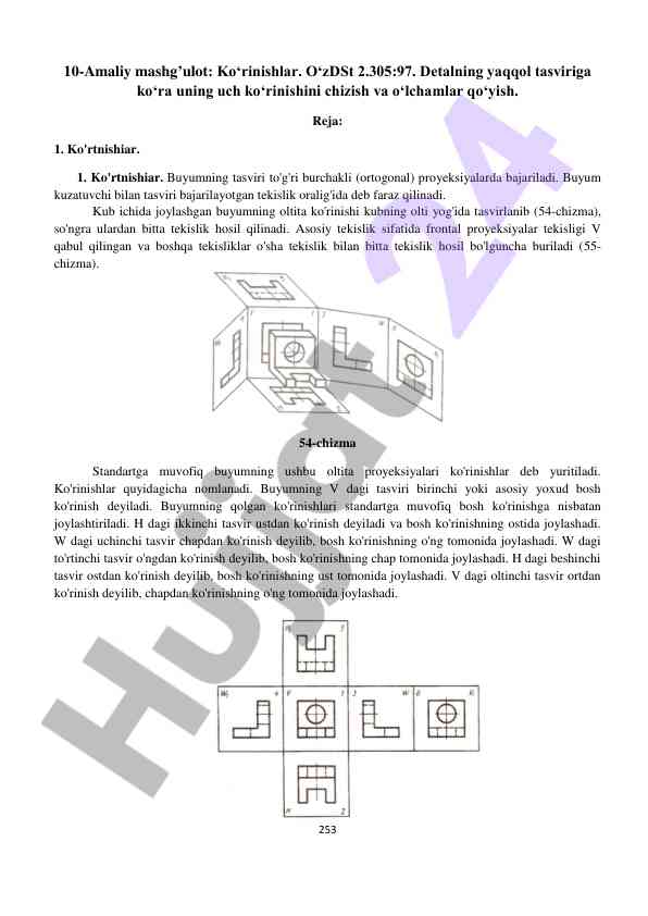 Amaliy mashg'ulot: ko'rinishlar va proyeksiyalar