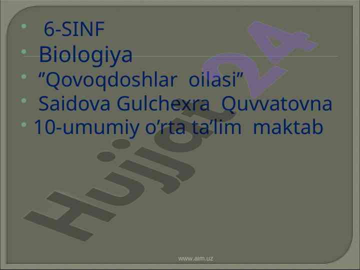 Qovoqdoshlar oilasi hosil qilish va o'rganish