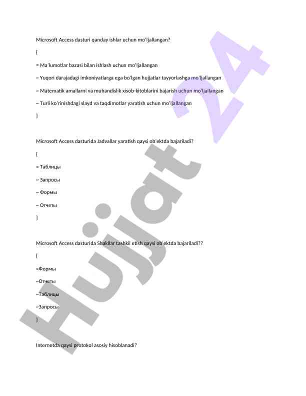 Microsoft access dasturi va uning imkoniyatlari