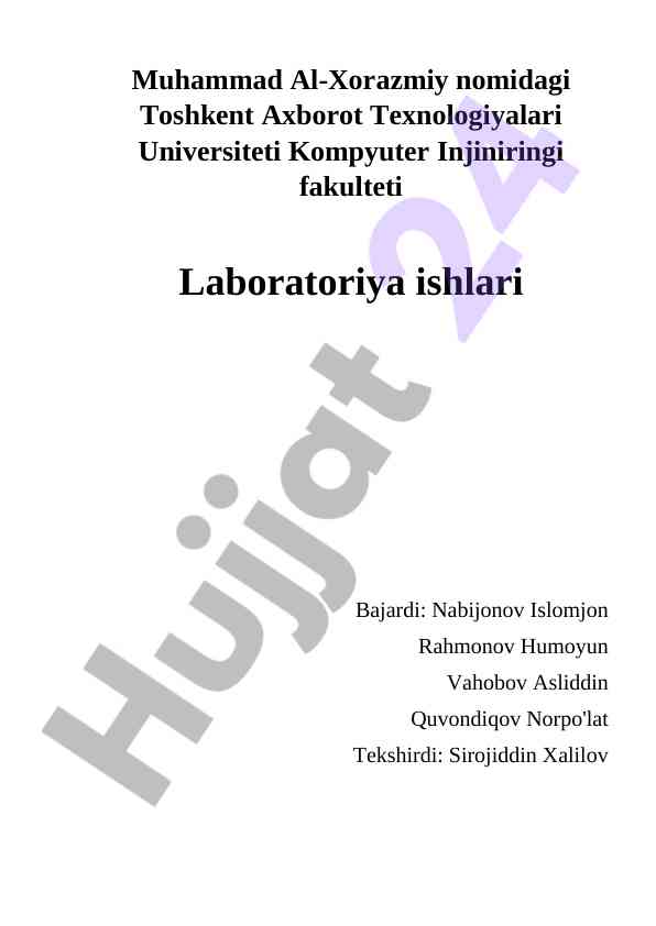 Ma'lumotlar bazasini loyihalash laboratoriya islari