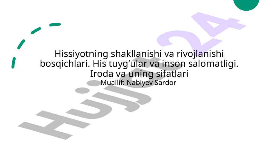 Hissiyotning rivojlanishi va inson salomatligi