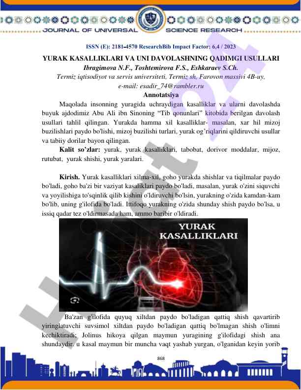 Yurak kasalliklari va davolashning qadimgi usullari