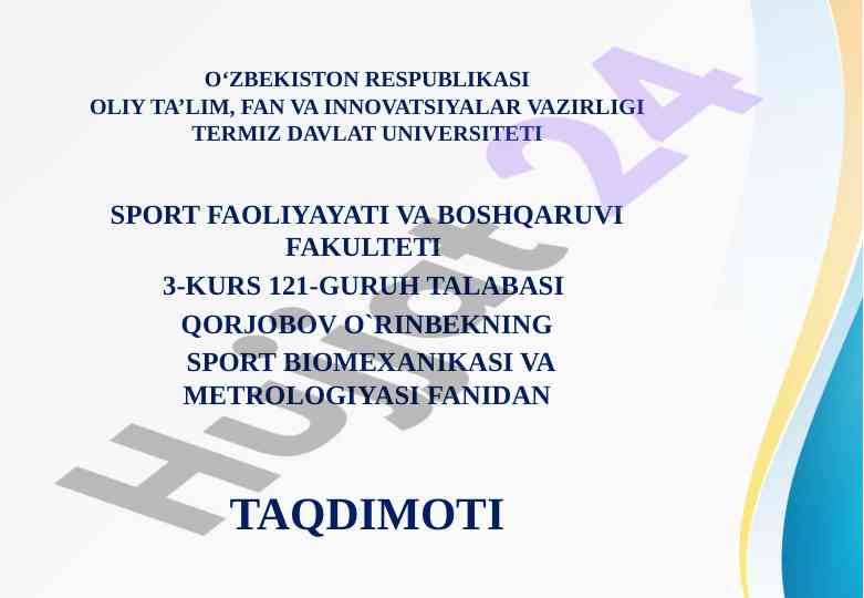 Sport biomexanikasi va metrologiyasi taqdimoti